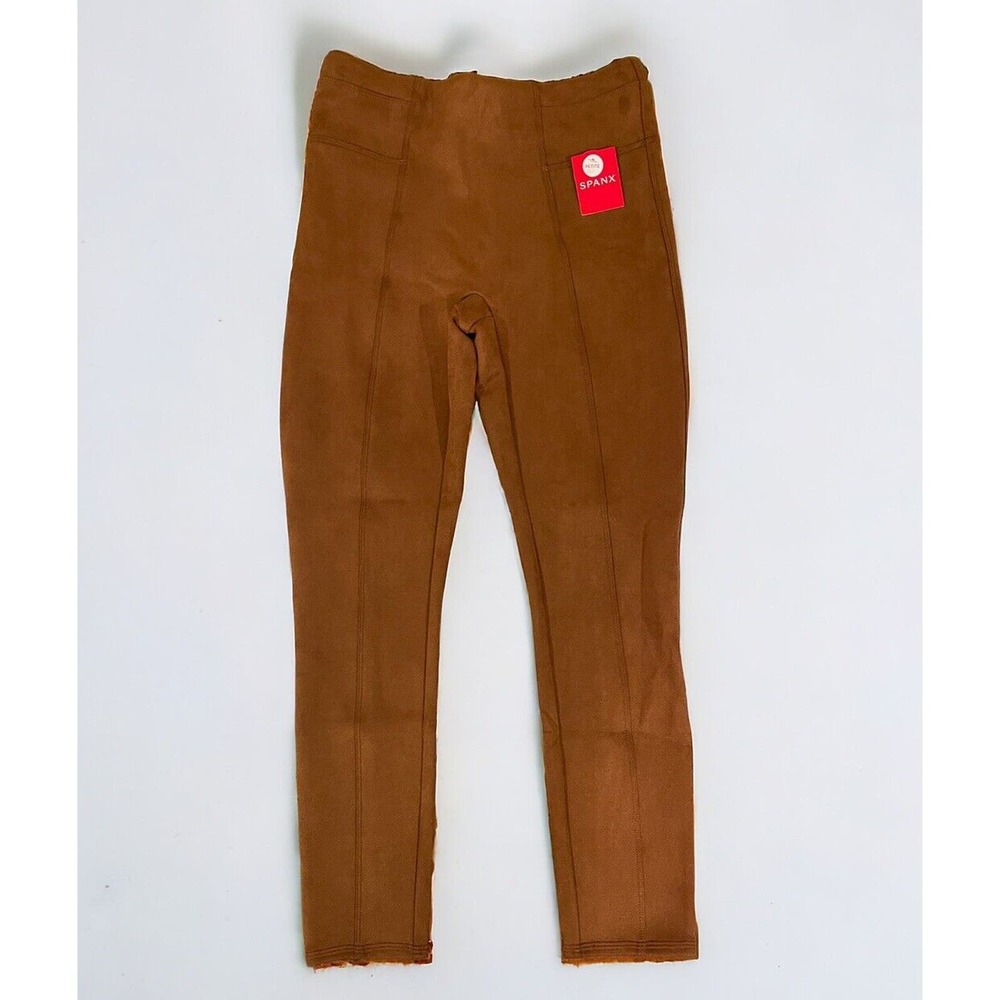 Spanx NWT Faux Suede Stretch Leggings Rich Caramel Womens Small P Soft Slimming